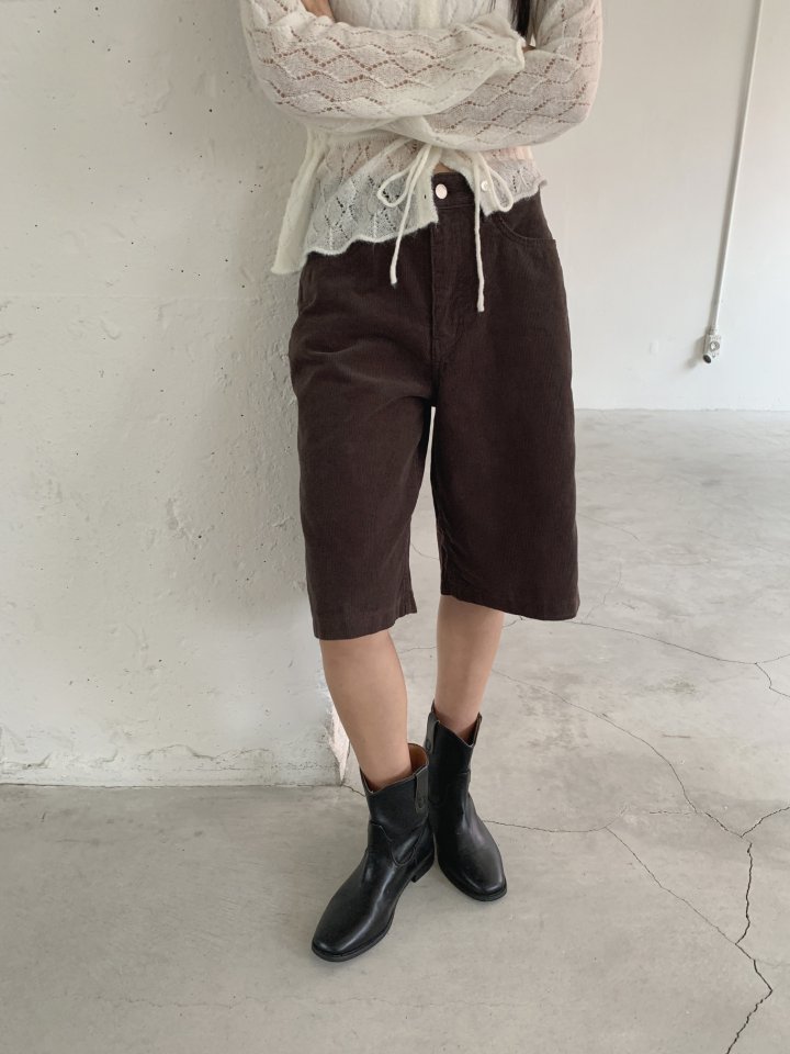I'm here - Korean Women Fashion - #womensfashion - Corduroy Bermuda Pants - 5