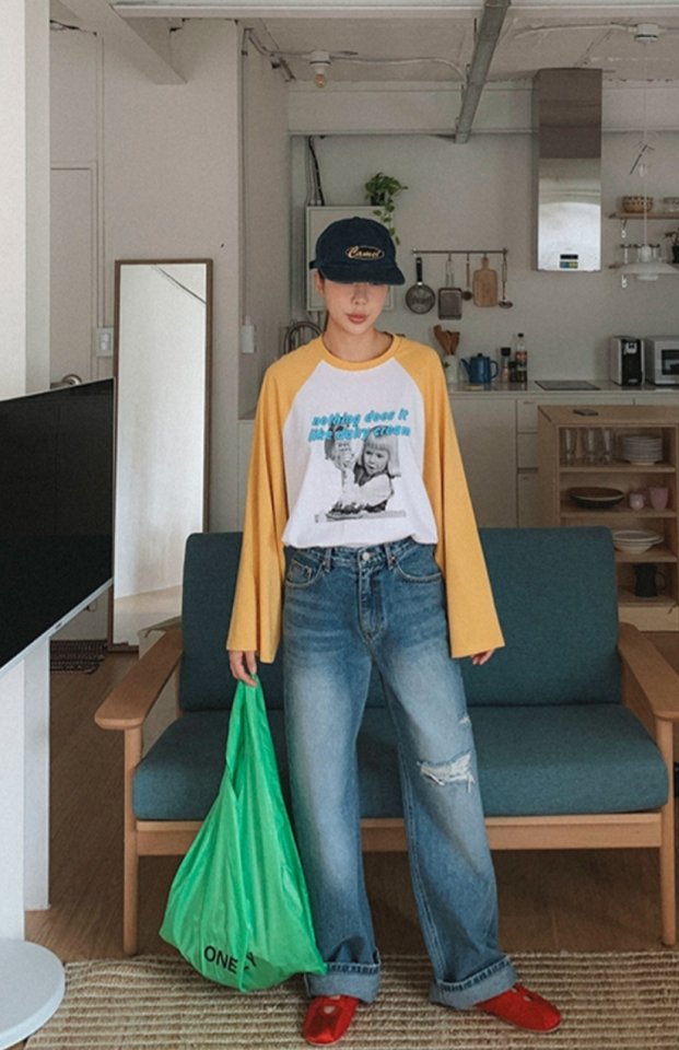 I'm here - Korean Women Fashion - #womensfashion - Vintage Patched Wide Denim Pants - 2