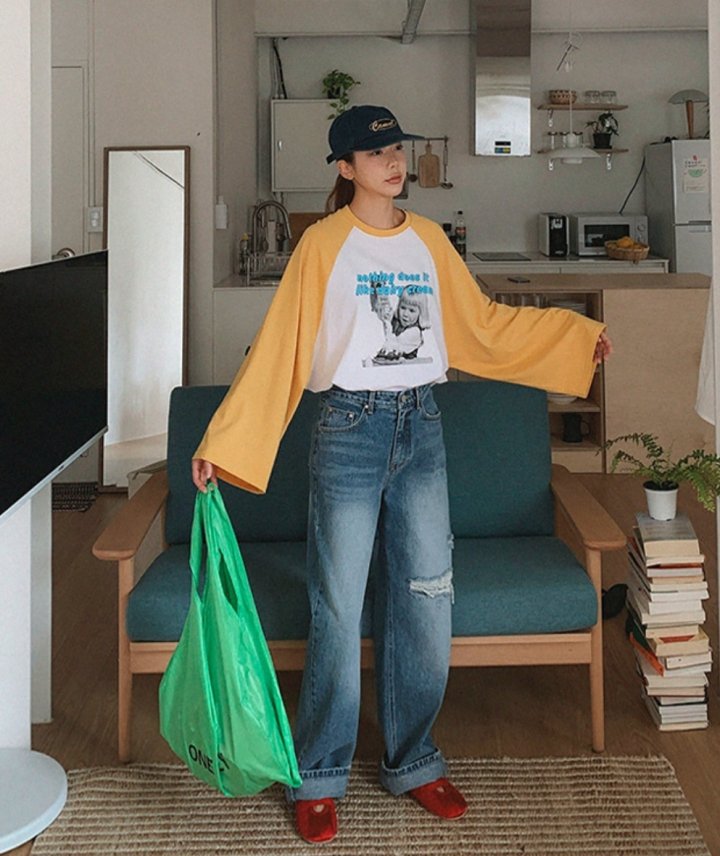 I'm here - Korean Women Fashion - #momslook - Vintage Patched Wide Denim Pants - 4