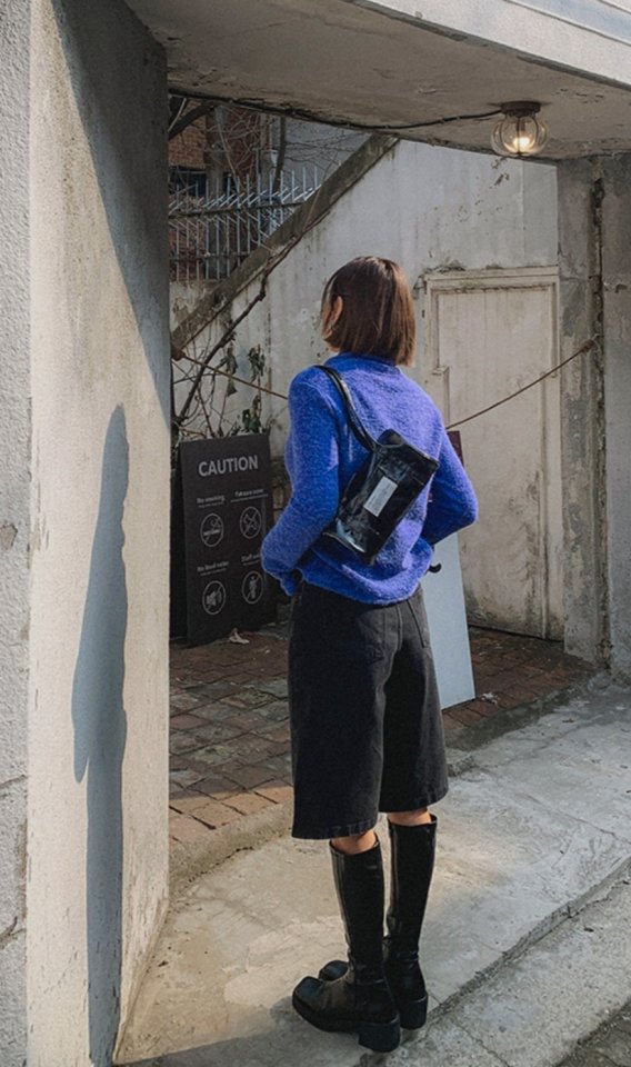 I'm here - Korean Women Fashion - #womensfashion - Black Washed Bermuda Denim Pants - 5
