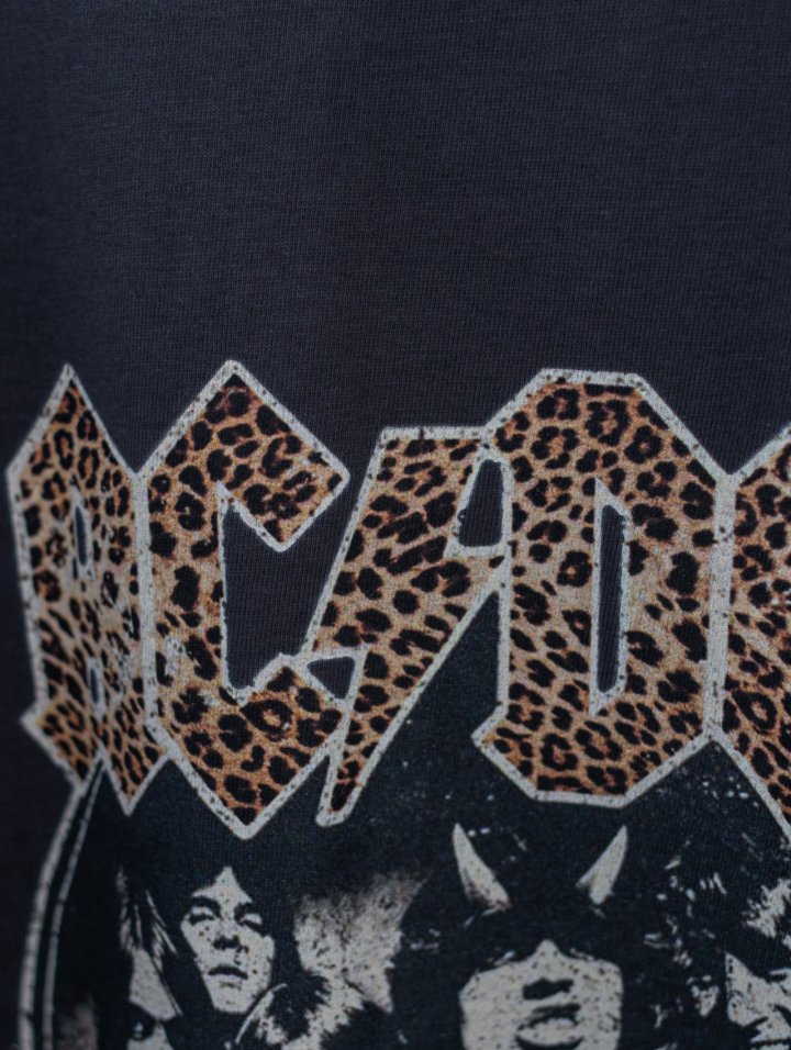 Inssense - Korean Women Fashion - #momslook - Oversized Vintage Leopard ACDC Graphic Tee - 10