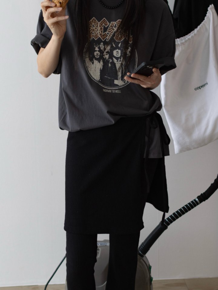 Inssense - Korean Women Fashion - #momslook - Wrap Layered Slim Fit Rib Banding Button Flared Trousers - 3