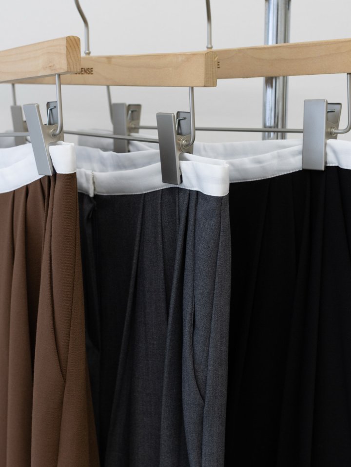 Inssense - Korean Women Fashion - #momslook - Slim Waist Wool Pleated Wide Trousers - 8