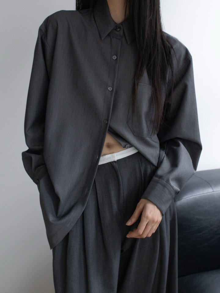 Inssense - Korean Women Fashion - #momslook - Slim Waist Wool Pleated Wide Trousers - 3
