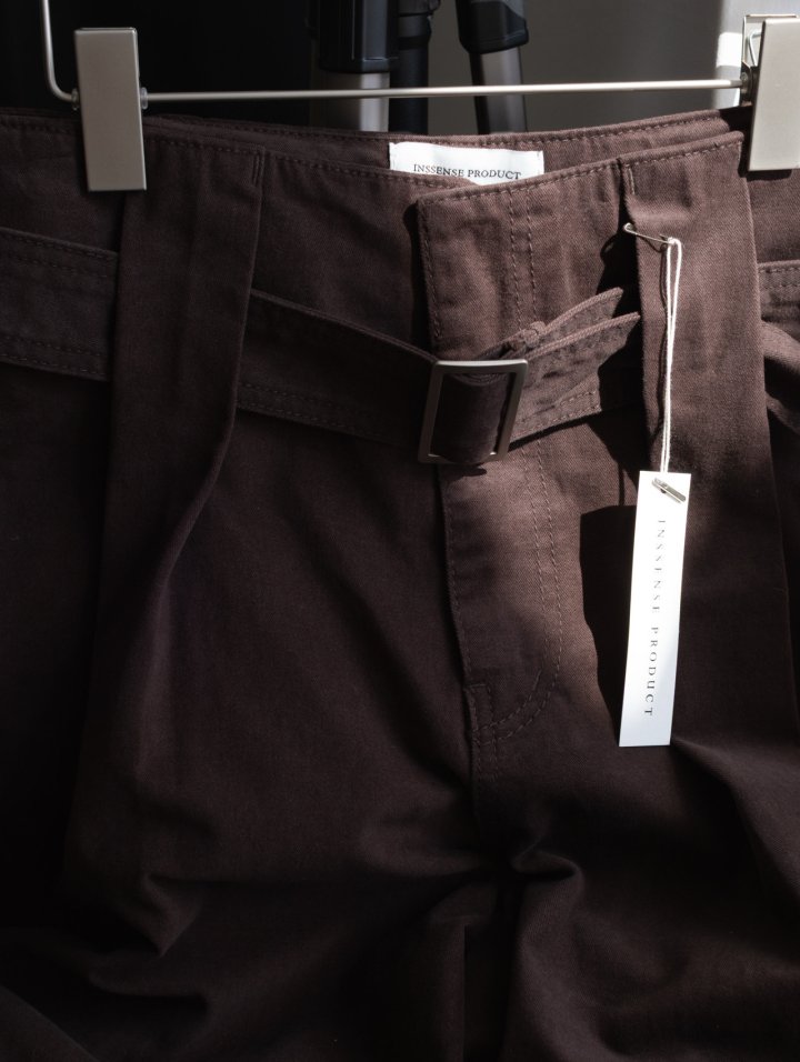Inssense - Korean Women Fashion - #momslook - Premium Peach Volume Belted Wide Pants