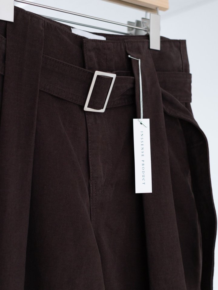 Inssense - Korean Women Fashion - #momslook - Premium Peach Volume Belted Wide Pants - 5