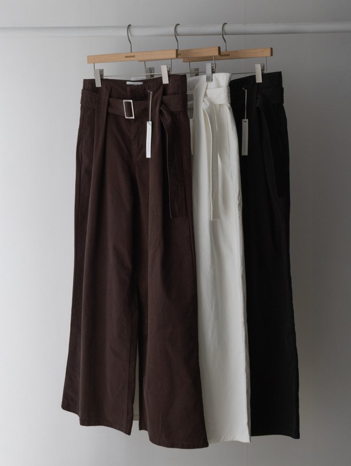 Inssense - Korean Women Fashion - #momslook - Premium Peach Volume Belted Wide Pants - 7