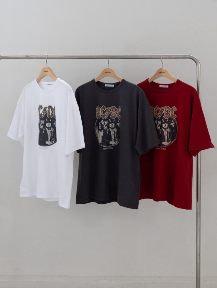 Inssense - Korean Women Fashion - #momslook - Oversized Vintage Leopard ACDC Graphic Tee - 8