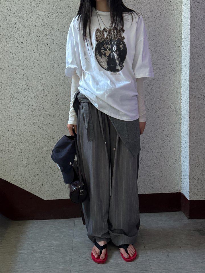 Inssense - Korean Women Fashion - #momslook - Contrast Panel Stripe Wide Pants - 8