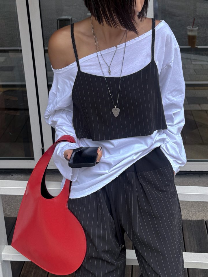 Inssense - Korean Women Fashion - #momslook - Stripe Bustier - 8