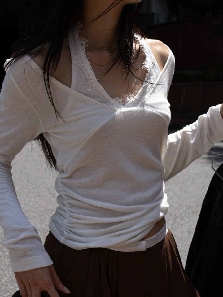 Inssense - Korean Women Fashion - #thelittlethings - Lace Halter Layered Soft Top - 4