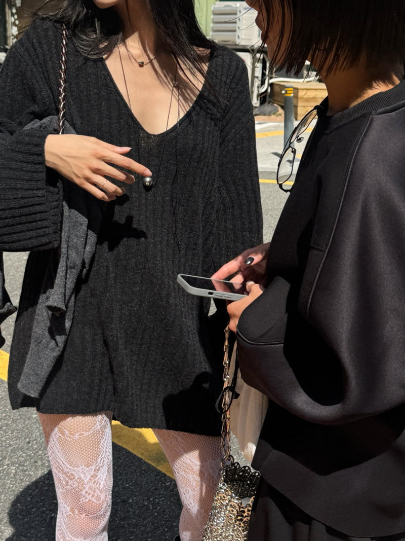 Inssense - Korean Women Fashion - #momslook - Oversized Merino Wool V-neck Knit - 6