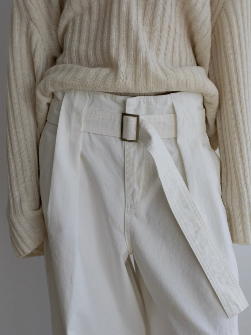 Inssense - Korean Women Fashion - #momslook - Premium Peach Volume Belted Wide Pants - 3