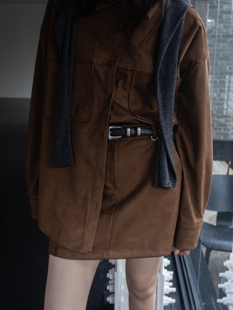 Inssense - Korean Women Fashion - #momslook - Suede Mini Skirt