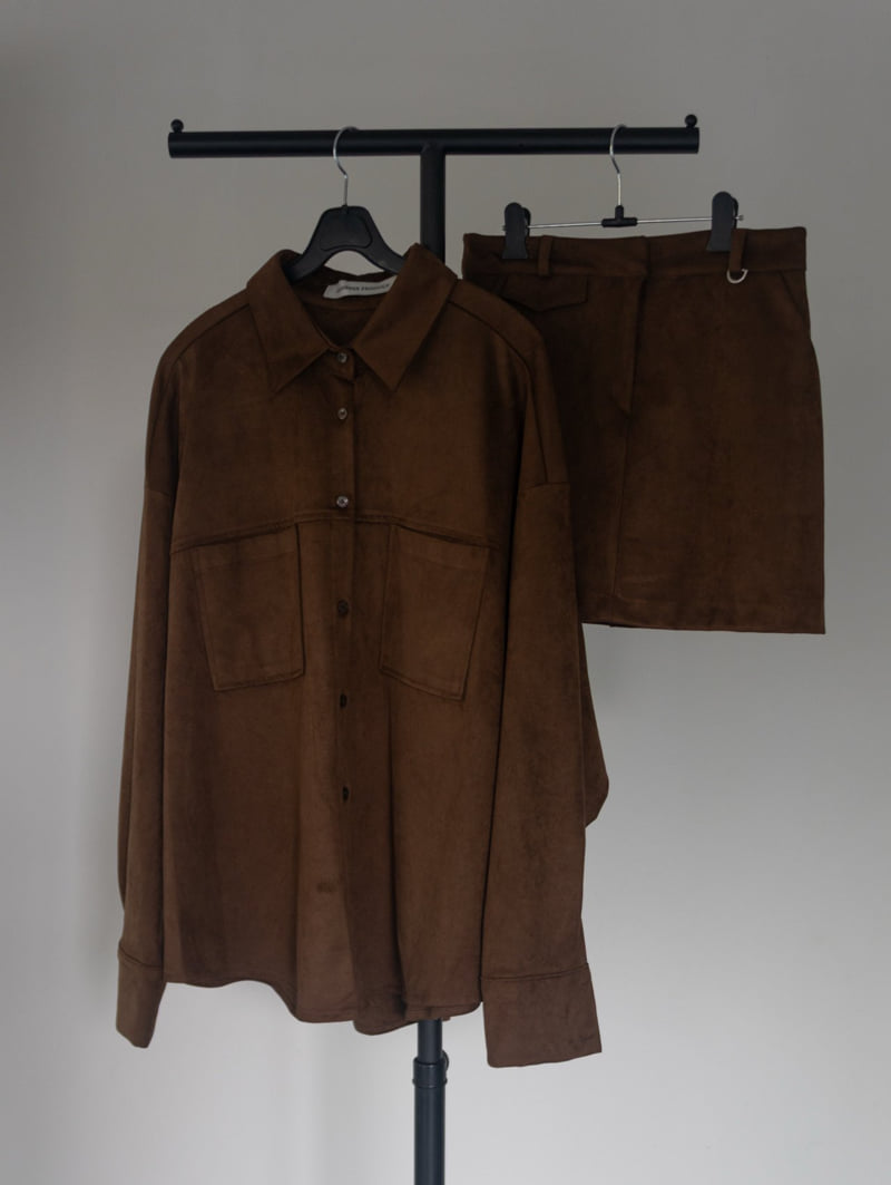 Inssense - Korean Women Fashion - #momslook - Oversized Suede Shirt - 10