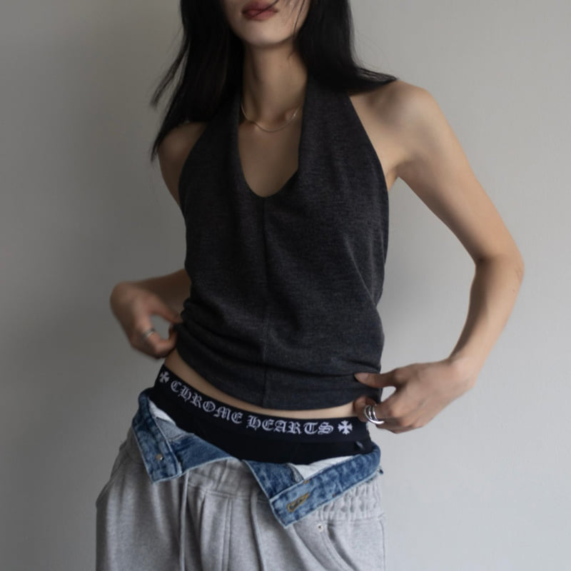 Inssense - Korean Women Fashion - #momslook - Soft Texture Draped Halter Top