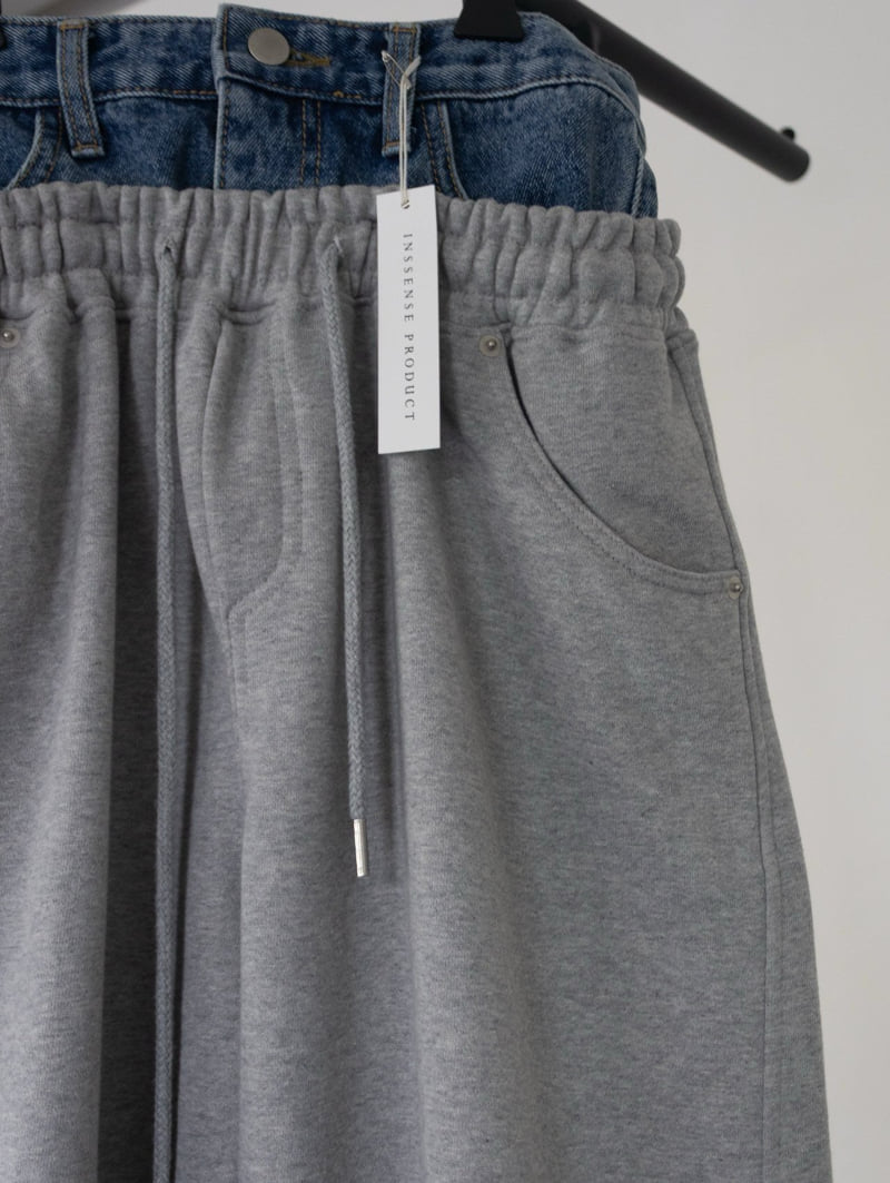 Inssense - Korean Women Fashion - #momslook - Denim Waist Layered Sweat Pants - 9