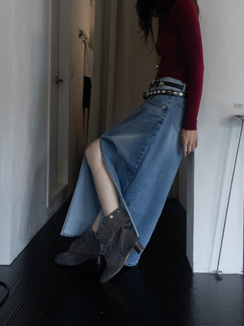 Inssense - Korean Women Fashion - #momslook - Raw Edge Wool Slim Long Sleeve Tee - 3