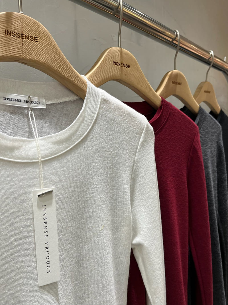 Inssense - Korean Women Fashion - #momslook - Raw Edge Wool Slim Long Sleeve Tee - 7