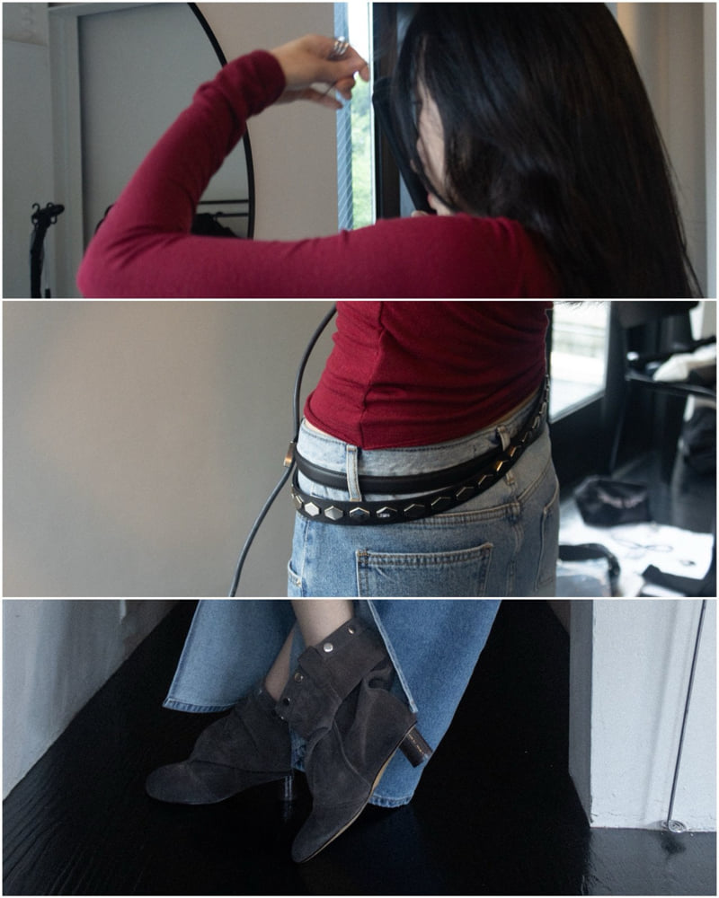 Inssense - Korean Women Fashion - #momslook - Raw Edge Wool Slim Long Sleeve Tee - 9