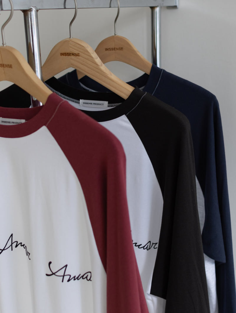 Inssense - Korean Women Fashion - #momslook - Oversized Raglan Flocked Lettering Tee - 12