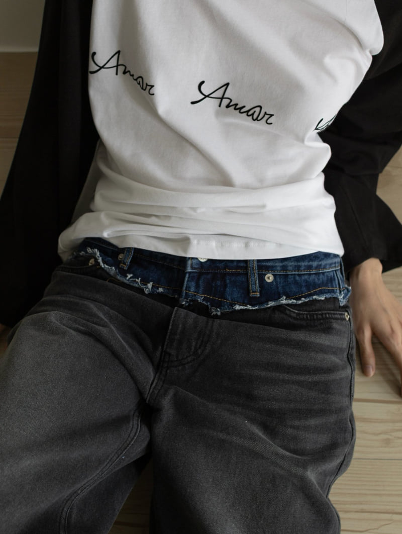 Inssense - Korean Women Fashion - #momslook - Oversized Raglan Flocked Lettering Tee - 8