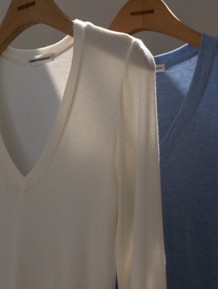 Inssense - Korean Women Fashion - #pursuepretty - Premium Soft Wool Slim V-neck Top - 5