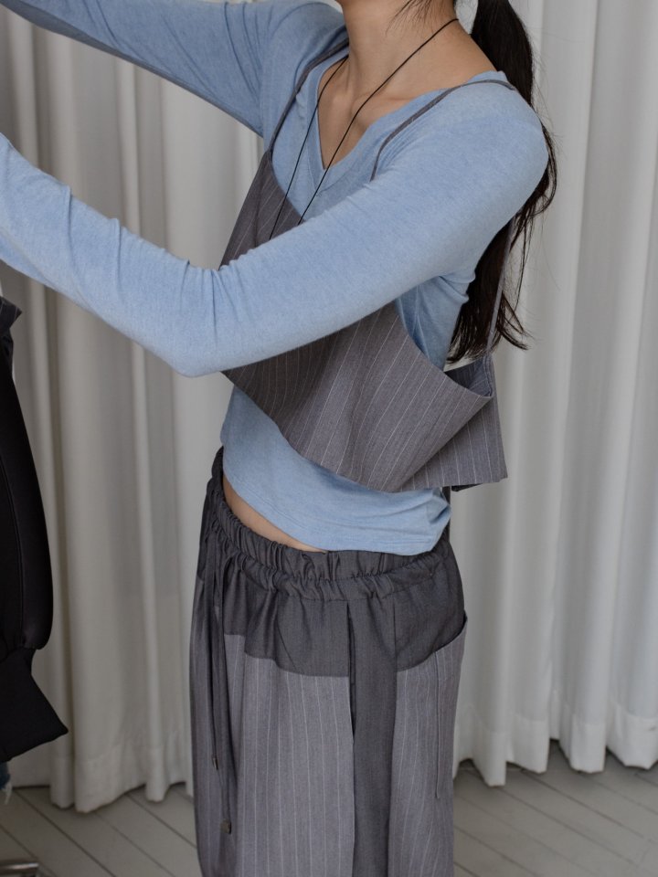 Inssense - Korean Women Fashion - #vintagekidsstyle - Stripe Bustier - 4