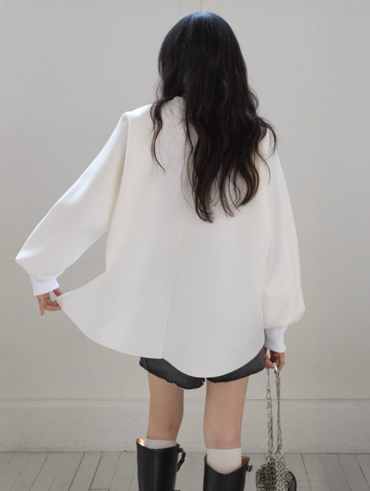 Inssense - Korean Women Fashion - #restrostyle - Volume Unbalanced Neoprene Sweatshirts - 6