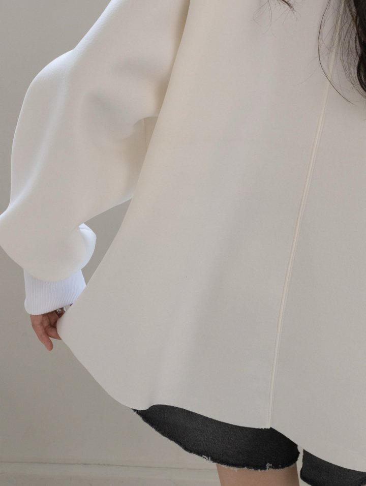 Inssense - Korean Women Fashion - #romanticstyle - Volume Unbalanced Neoprene Sweatshirts - 7