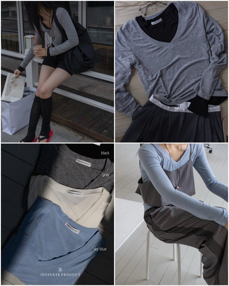 Inssense - Korean Women Fashion - #shopsmall - Premium Soft Wool Slim V-neck Top - 8
