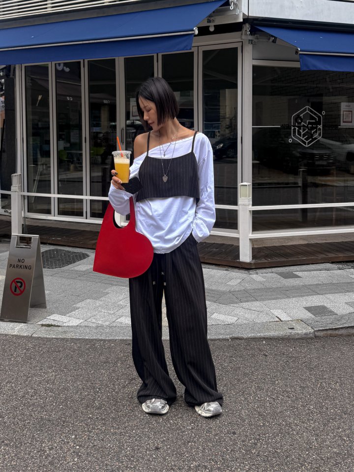 Inssense - Korean Women Fashion - #shopsmall - Contrast Panel Stripe Wide Pants - 2