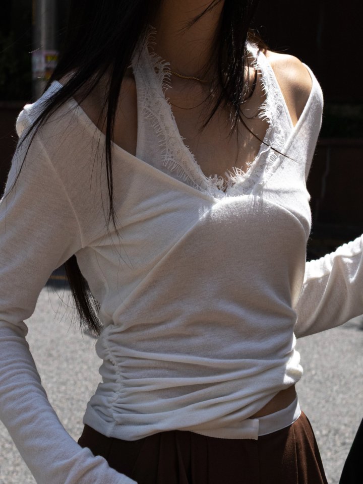 Inssense - Korean Women Fashion - #shopsmall - Lace Halter Layered Soft Top