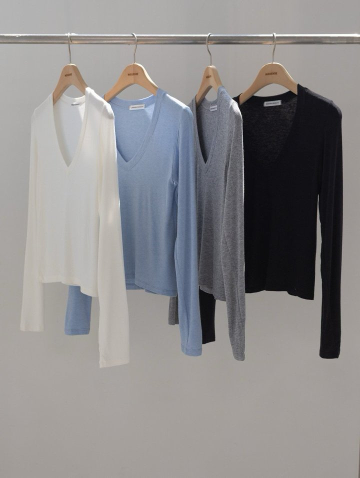 Inssense - Korean Women Fashion - #thatsdarling - Premium Soft Wool Slim V-neck Top - 6