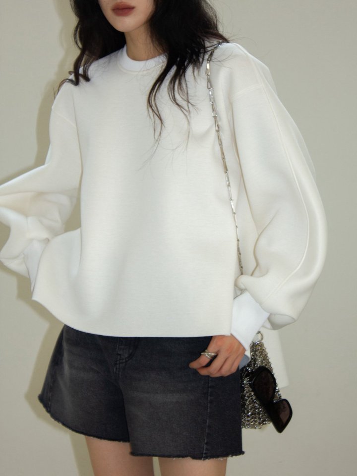 Inssense - Korean Women Fashion - #thelittlethings - Volume Unbalanced Neoprene Sweatshirts - 10