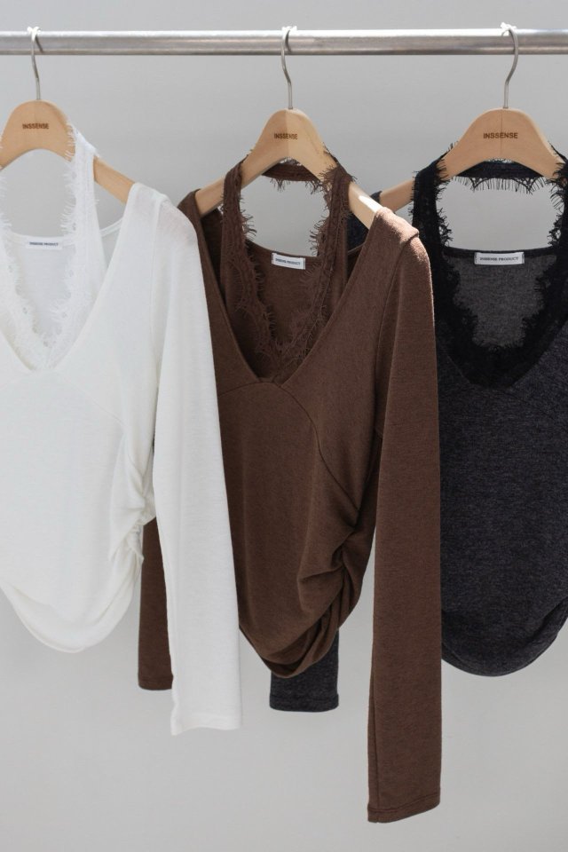 Inssense - Korean Women Fashion - #vintageinspired - Lace Halter Layered Soft Top - 8