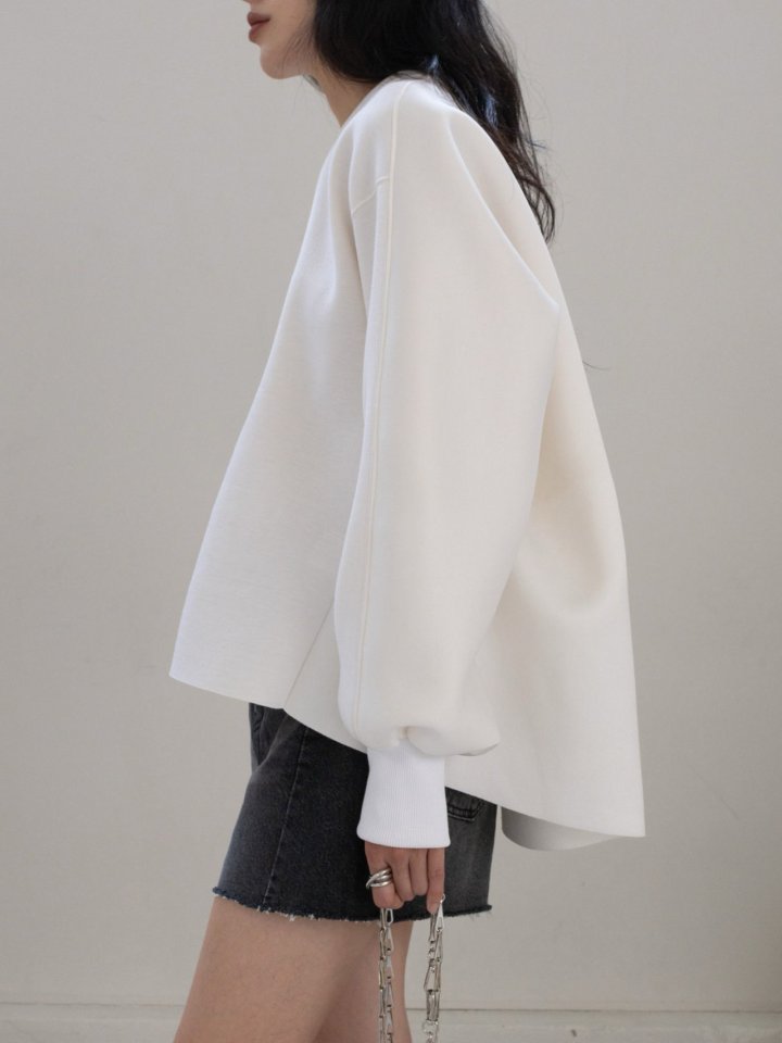 Inssense - Korean Women Fashion - #vintageinspired - Volume Unbalanced Neoprene Sweatshirts - 3