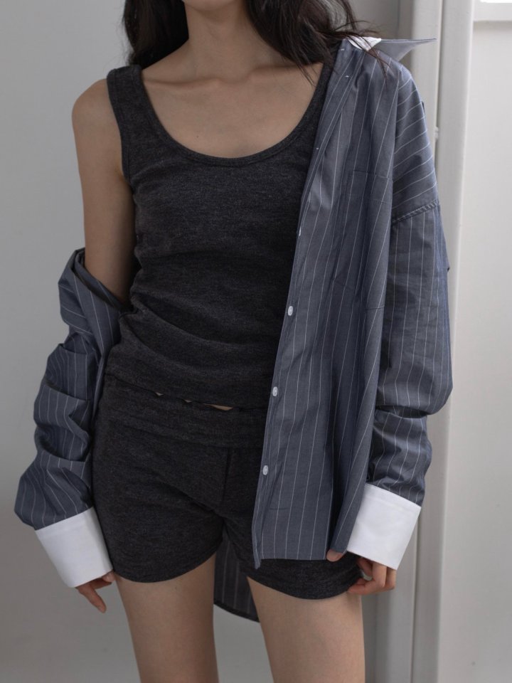 Inssense - Korean Women Fashion - #vintageinspired - Oversized White Contract Striped Shirt - 2