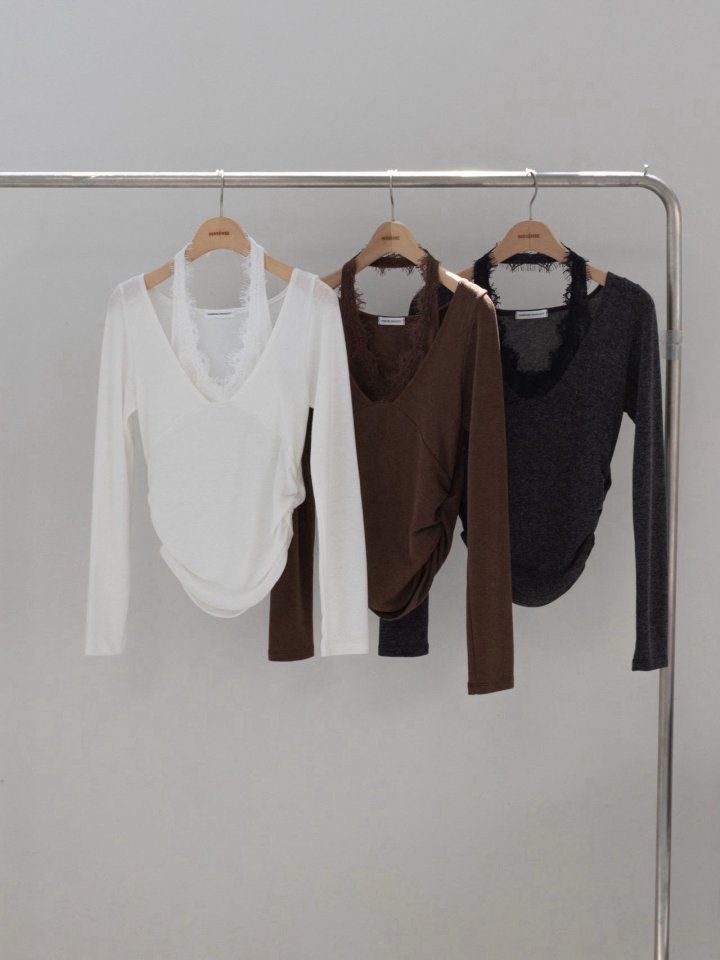 Inssense - Korean Women Fashion - #vintagekidsstyle - Lace Halter Layered Soft Top - 9