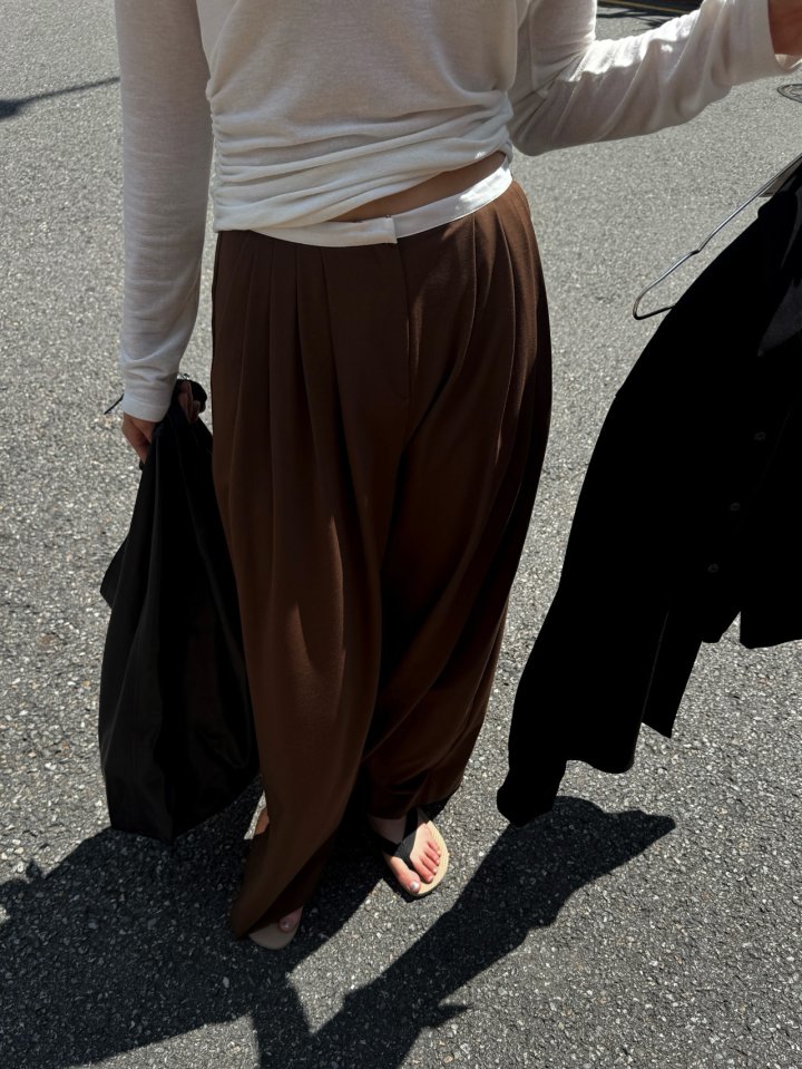 Inssense - Korean Women Fashion - #womensfashion - Slim Waist Wool Pleated Wide Trousers - 6