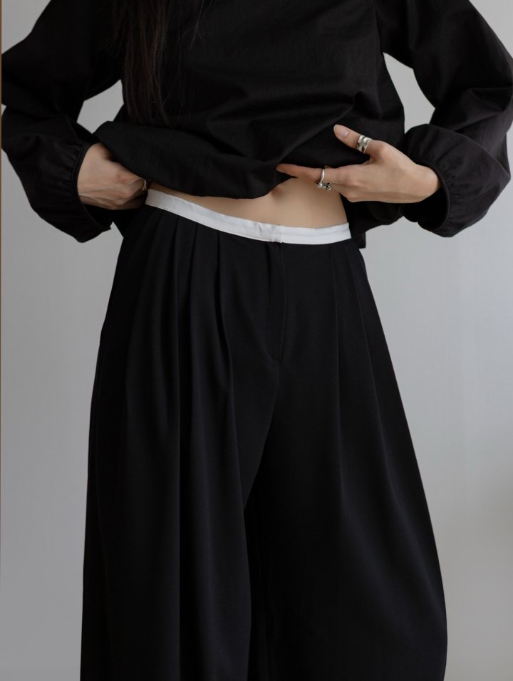 Inssense - Korean Women Fashion - #womensfashion - Slim Waist Wool Pleated Wide Trousers - 2