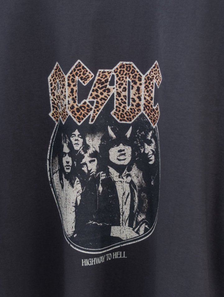 Inssense - Korean Women Fashion - #womensfashion - Oversized Vintage Leopard ACDC Graphic Tee - 11