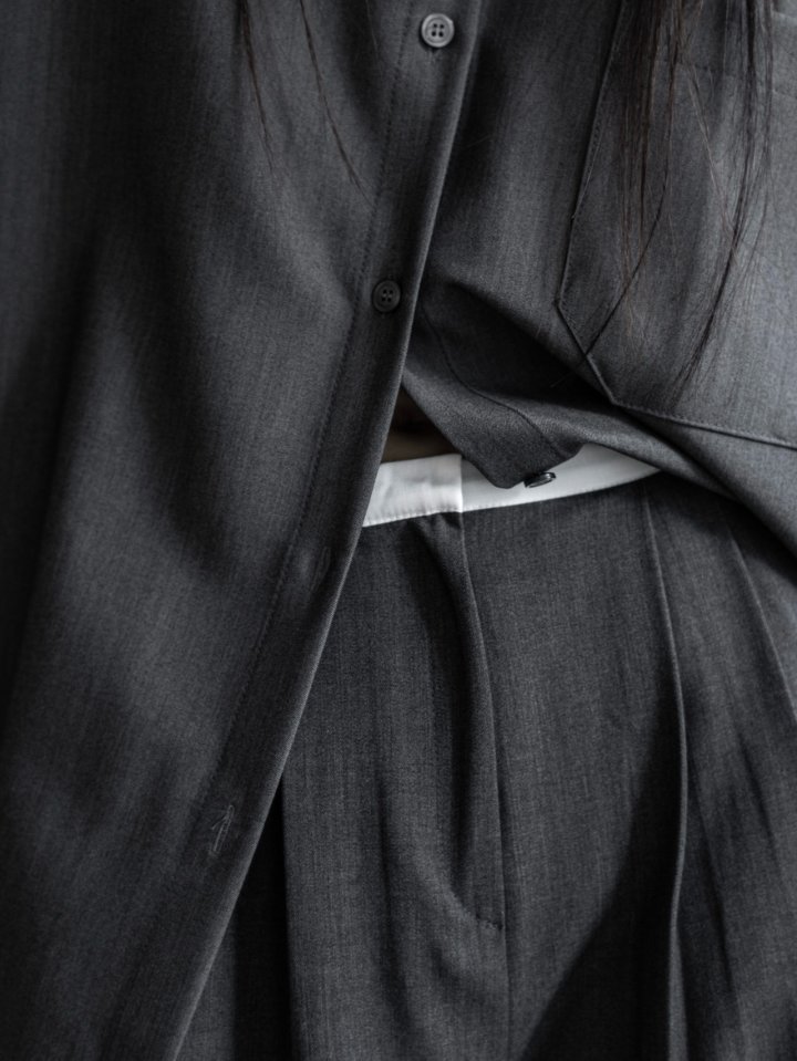 Inssense - Korean Women Fashion - #womensfashion - Slim Waist Wool Pleated Wide Trousers - 5
