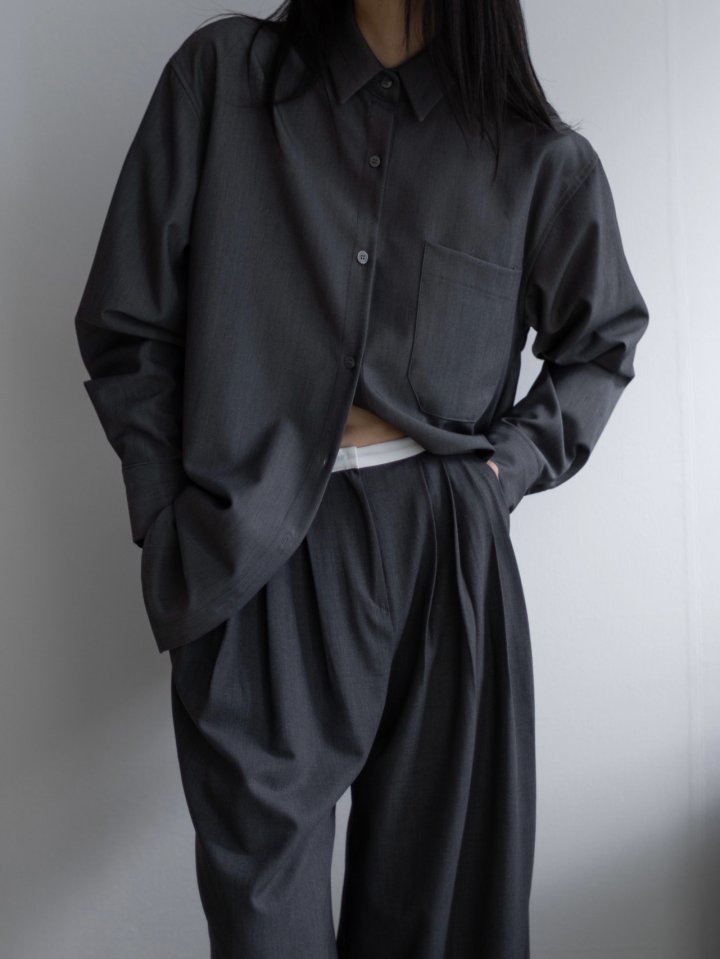 Inssense - Korean Women Fashion - #womensfashion - Slim Waist Wool Pleated Wide Trousers - 6