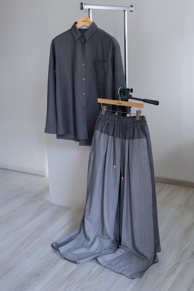 Inssense - Korean Women Fashion - #womensfashion - Contrast Panel Stripe Wide Pants - 2