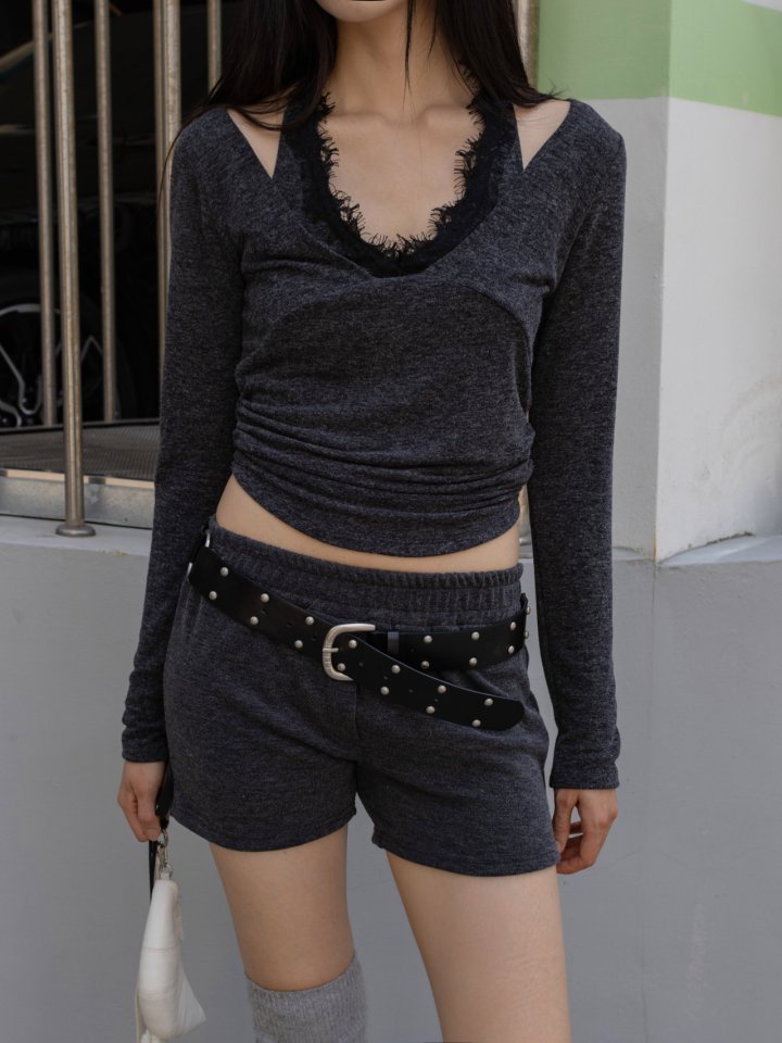 Inssense - Korean Women Fashion - #womensfashion - Lace Halter Layered Soft Top - 3