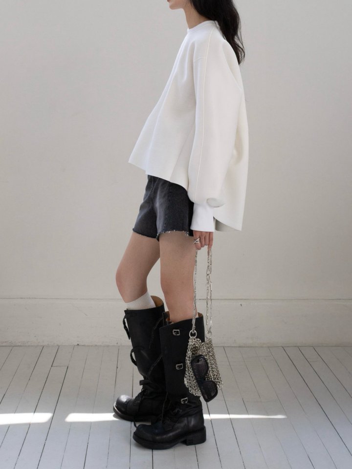 Inssense - Korean Women Fashion - #womensfashion - Volume Unbalanced Neoprene Sweatshirts - 2