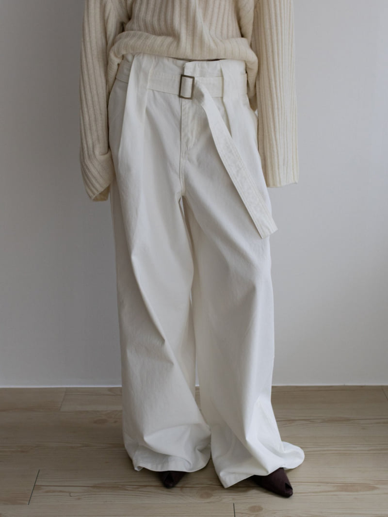 Inssense - Korean Women Fashion - #momslook - Premium Peach Volume Belted Wide Pants - 4