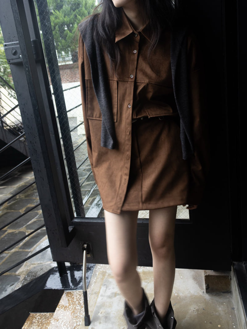 Inssense - Korean Women Fashion - #momslook - Suede Mini Skirt - 4