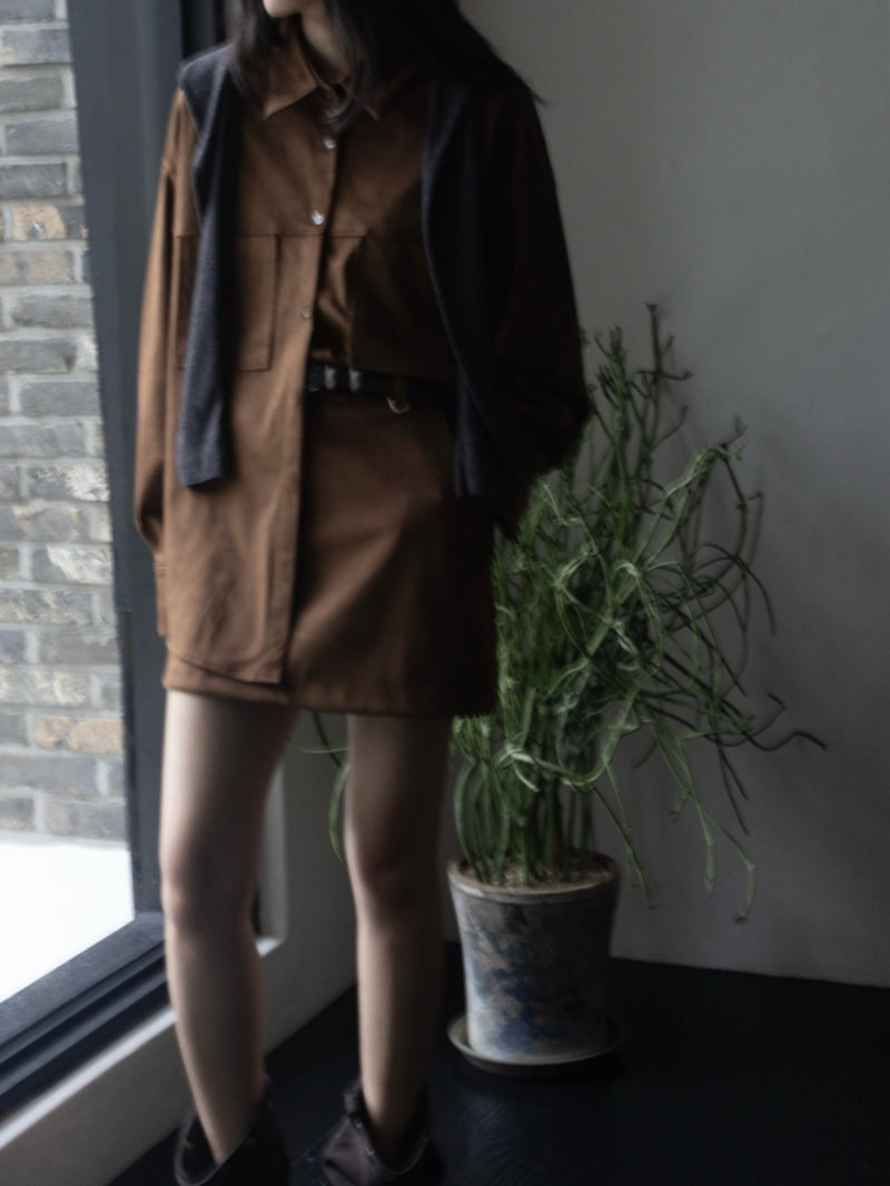 Inssense - Korean Women Fashion - #womensfashion - Oversized Suede Shirt - 7